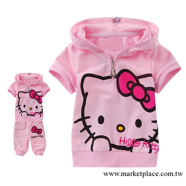 童裝工廠直批-hello kitty套裝 KT貓套裝 毛圈短袖套裝 兒童套裝工廠,批發,進口,代購