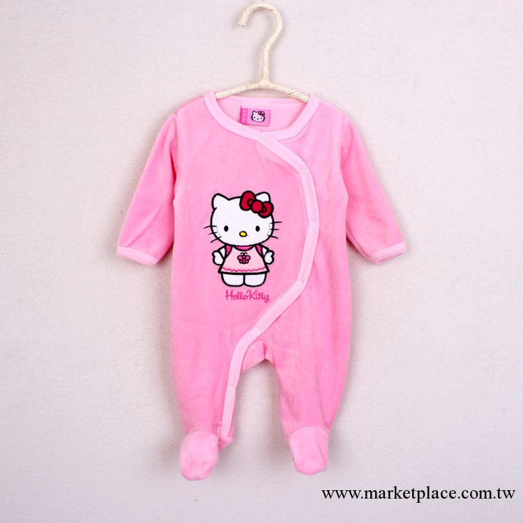 原單童裝 Hello Kitty天鵝絨帶腳嬰幼兒長袖爬衣2013女童秋裝新款工廠,批發,進口,代購