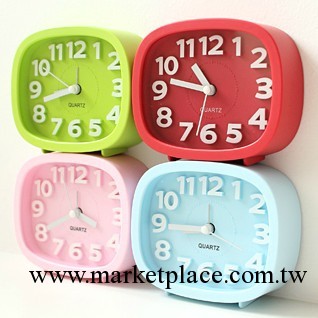 韓國簡約糖果色立體數字桌面時鐘 懶人方形小鬧鐘 7色可選A1-4501工廠,批發,進口,代購