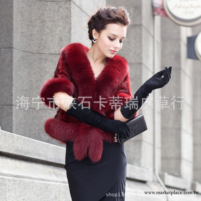 思怡之傢 歐美短款中袖時尚修身款狐貍毛披肩皮草工廠,批發,進口,代購