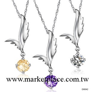 飾品批發 鍍白金 女生精品 天使翅膀水晶項鏈 日韓手飾 DX042紫工廠,批發,進口,代購