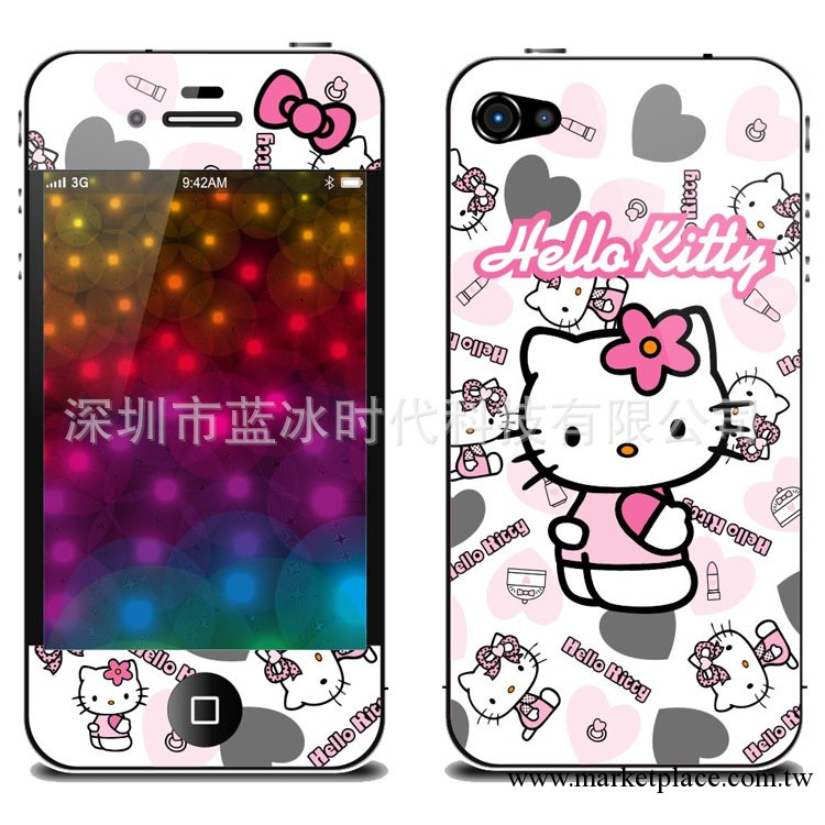 生產批發Iphone4/4S蘋果手機卡通彩膜彩貼膜-Hello Kitty批發・進口・工廠・代買・代購