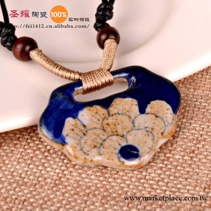 陶瓷首飾 陶瓷項鏈 景德鎮手工原創陶瓷飾品 復古瓷片項鏈 手繪款工廠,批發,進口,代購