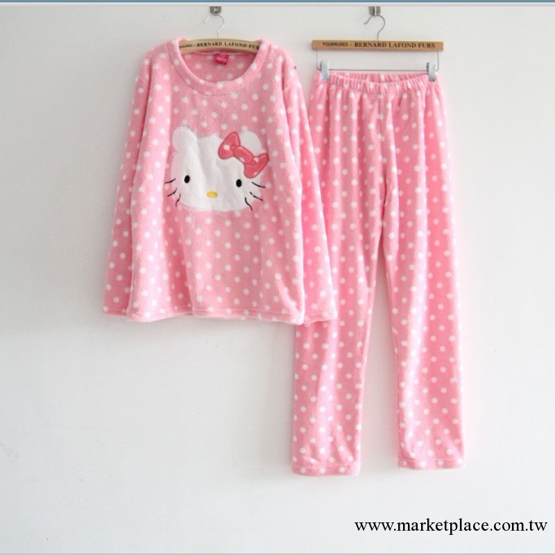 2013nia秋冬加厚hello kitty長袖睡衣傢居服套裝珊瑚絨加絨睡衣女工廠,批發,進口,代購