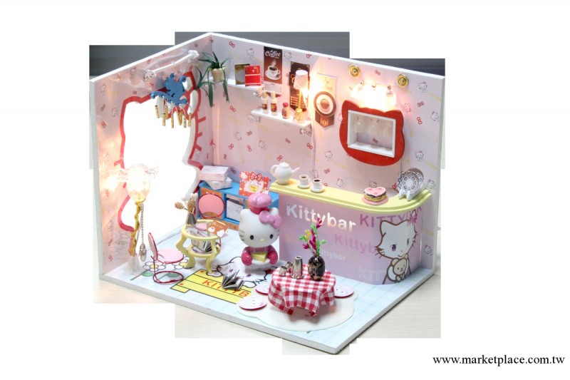 小額批發/混批 DIY小屋 Hello kitty bar 手工拼裝模型娃娃屋工廠,批發,進口,代購