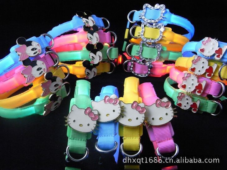 寵物用品 小型犬帶 LED發光 狗圈 貓圈  hellokitty貓頭 紅色工廠,批發,進口,代購