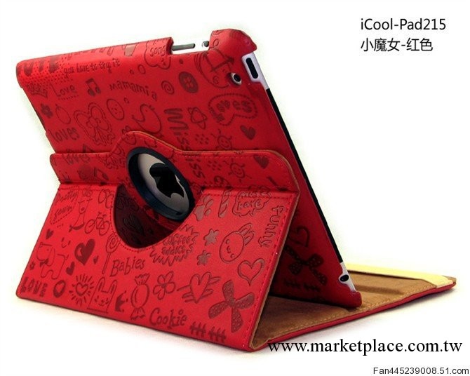 ipad 2 new ipad3皮套殼 新款小魔女旋轉皮套 360度旋轉 三檔休眠工廠,批發,進口,代購