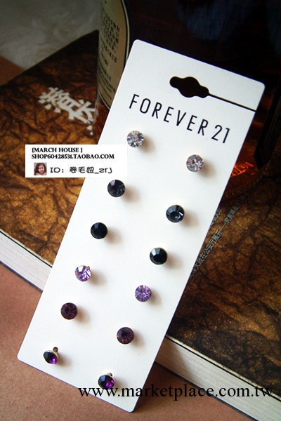 歐美外貿飾品 F21出口完美單鉆裸鉆forever21|XXI簡約百搭耳釘組工廠,批發,進口,代購