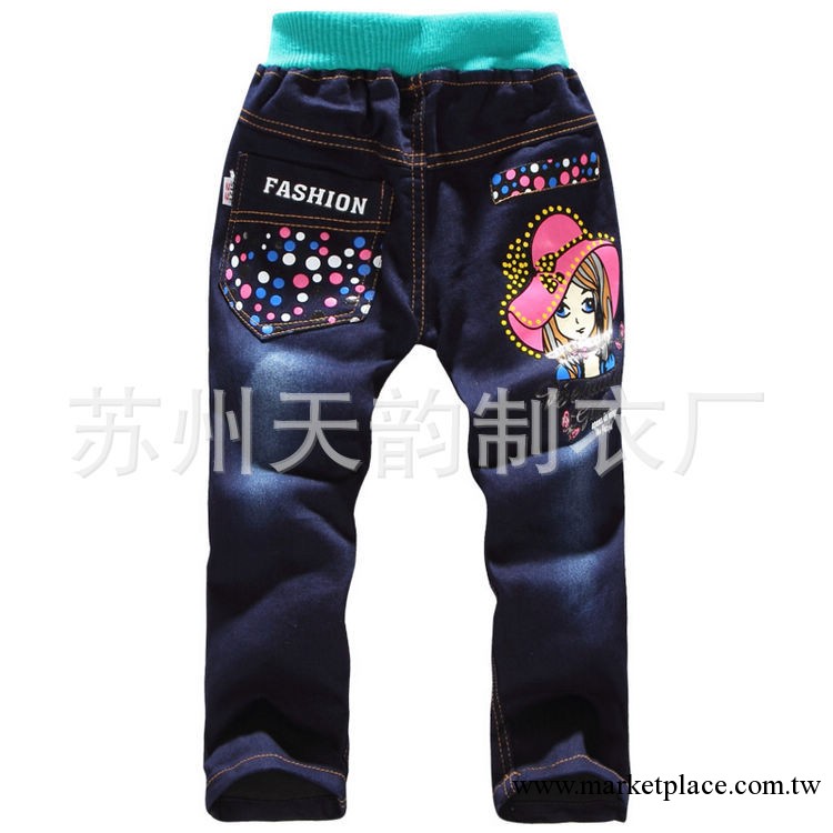 秋季新款童褲 女童漂亮女孩蝴蝶圖案 砂洗牛仔好面料 童裝批發工廠,批發,進口,代購