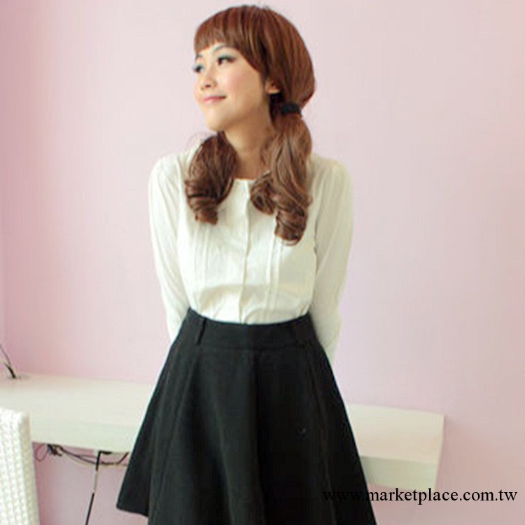 2013秋裝新款日系女裝雙層娃娃領長袖襯衫 女工廠,批發,進口,代購