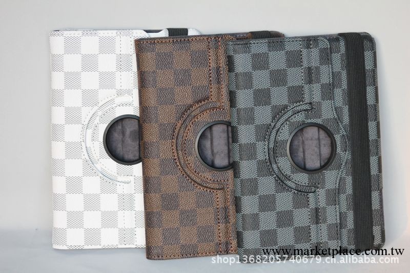 ipad mini棕色格紋旋轉休眠保護皮套 廠傢出貨 2/3/4通用工廠,批發,進口,代購