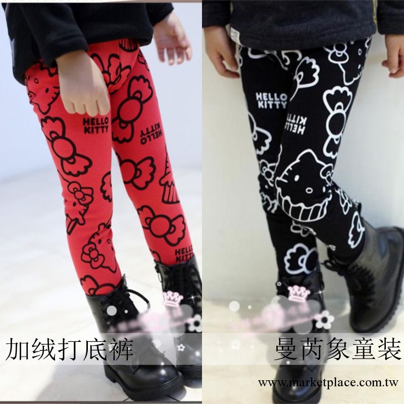 冬款女童打底褲 韓版hello kitty兒童加絨打底褲 童長褲 童裝批發工廠,批發,進口,代購