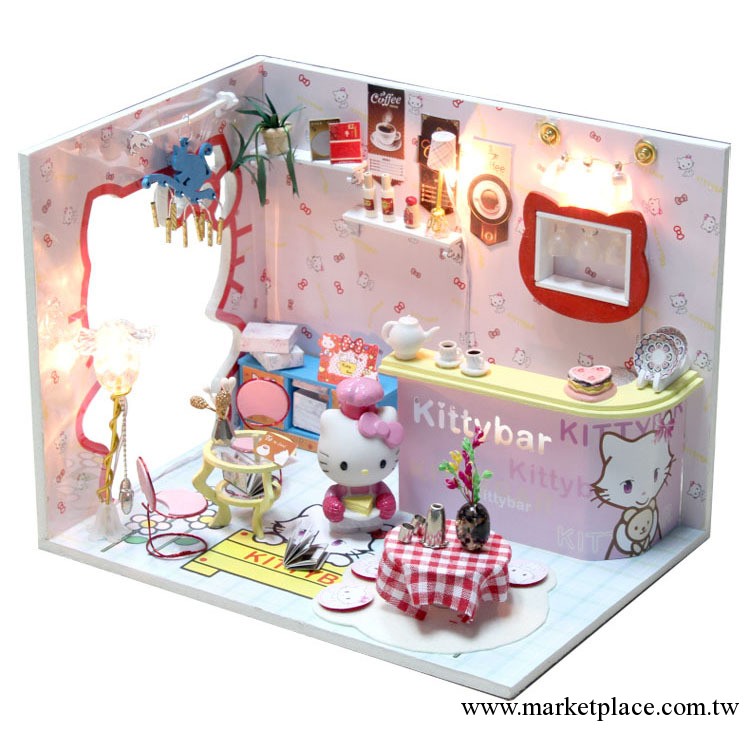 M005Hello Kitty吧佛山卡通diy小屋批發凱蒂貓公 仔迷你場景擺 設工廠,批發,進口,代購