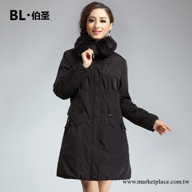 BL伯聖 2013新款女裝尼克服獺兔內膽女士皮草中長款外套修身棉服工廠,批發,進口,代購