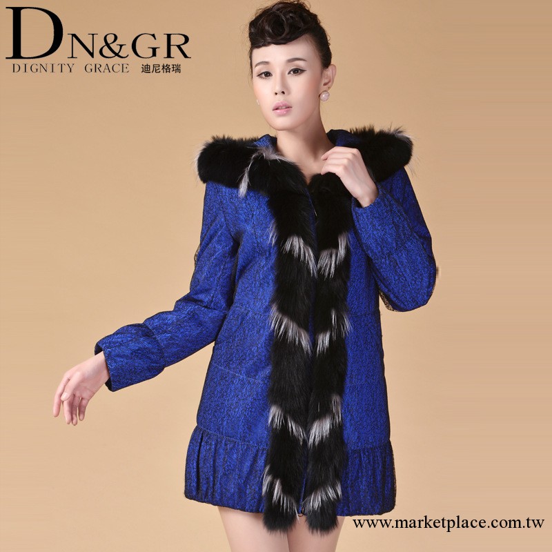 2013新品皮草 中長款銀狐領兔毛內膽中老年修身保暖 尼克服女工廠,批發,進口,代購