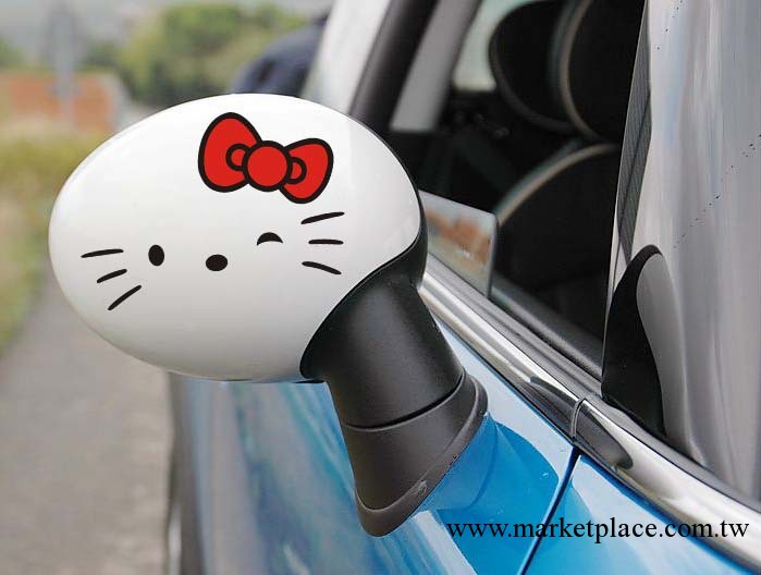 N-143 熱賣！hello kitty 後視鏡車貼 汽車貼紙 一對裝 大紅款工廠,批發,進口,代購