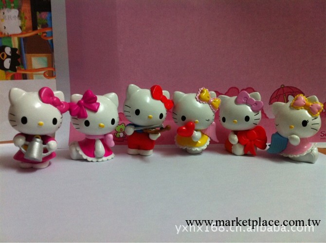 動漫公仔 hello kitty 6款可愛迷你 凱蒂貓 kt貓袋裝擺件手辦工廠,批發,進口,代購