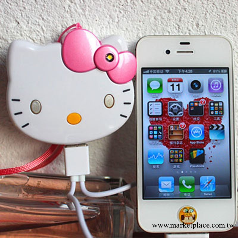 廠傢直銷 hello kitty充電寶 hello kitty移動電源 蘋果隨身充工廠,批發,進口,代購