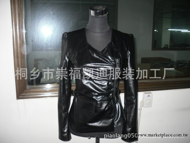 品牌正品2012新款 修身偏襟女士皮衣 女裝 可來樣來料加工工廠,批發,進口,代購