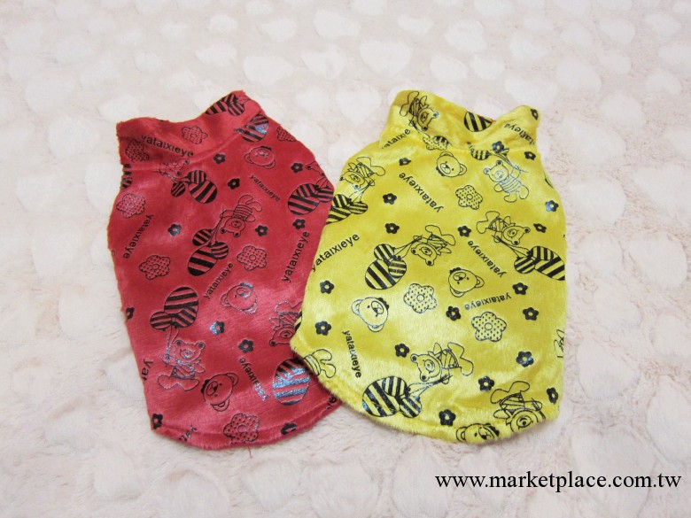 廠傢直銷 寵物用品 短毛絨新款寵物衣服批發 紅色/黃色小熊馬甲工廠,批發,進口,代購