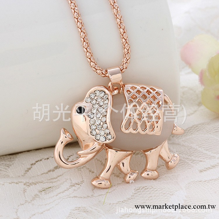 歐美復古飾品批發 可愛白鉆大象毛衣鏈 長款項鏈 飾品批發 項鏈批工廠,批發,進口,代購