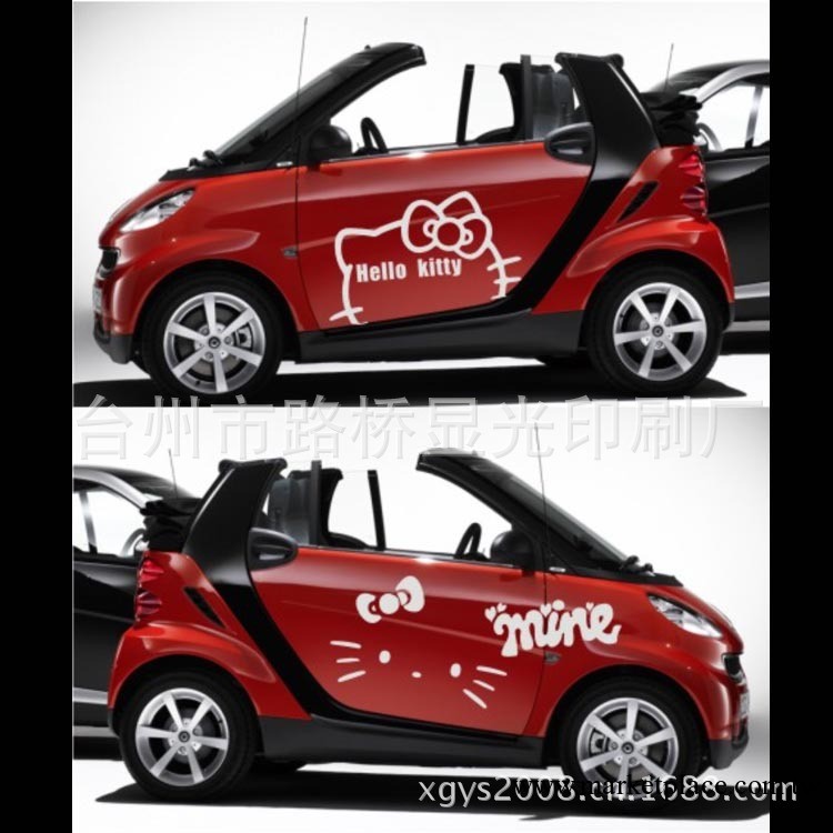 供應hello kitty貓汽車拉花車貼 靈悅品牌卡通款汽車拉花車貼工廠,批發,進口,代購