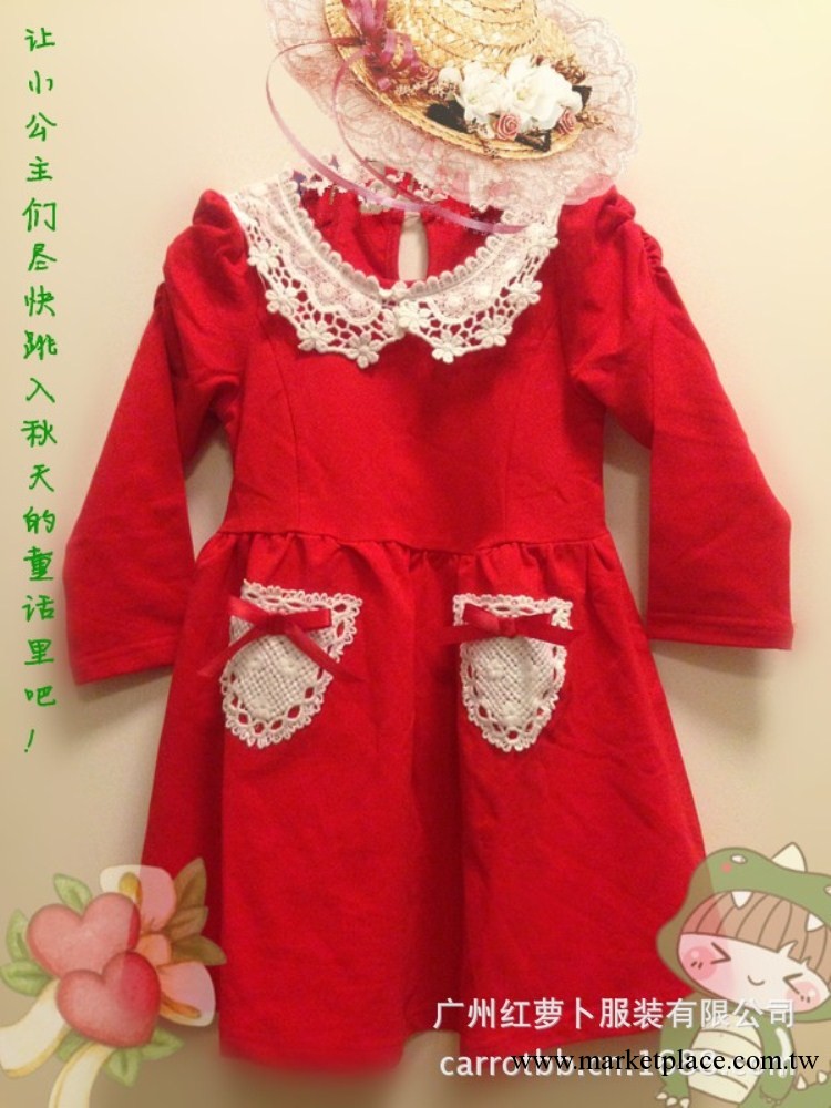 2013最熱銷新款連衣裙，玫紅拼接花邊公主裙子，廣東童裝批發工廠,批發,進口,代購