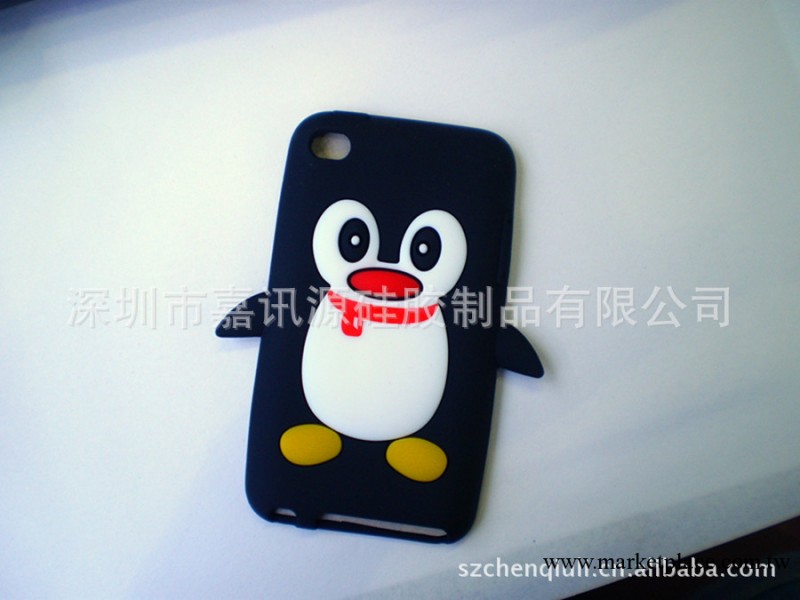 ipod touch 4代 3D立體企鵝矽膠套 矽膠套 手機套 蘋果外殼工廠,批發,進口,代購