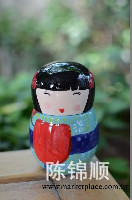 傢居陶瓷工藝品批發 廚房裝飾 日本和服少女罐子 收納罐 糖罐5081工廠,批發,進口,代購