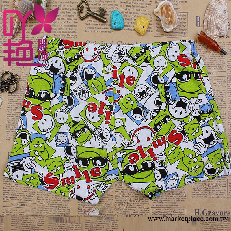 DLJ   3390男童平角棉內褲批發   笑臉圖案卡通內褲工廠,批發,進口,代購