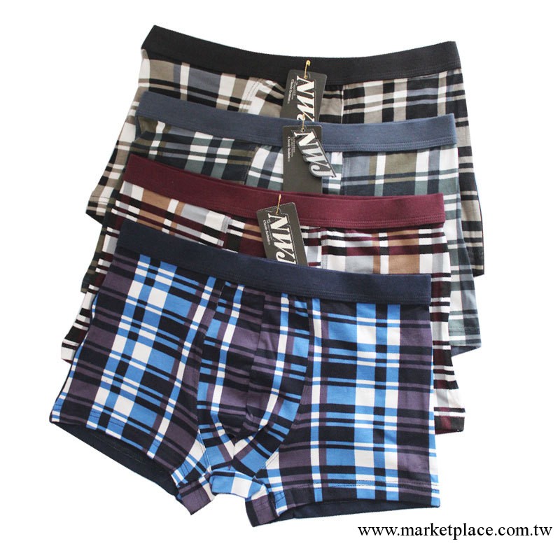 2013新款男士中腰純棉格子平角短褲 內褲批發工廠,批發,進口,代購