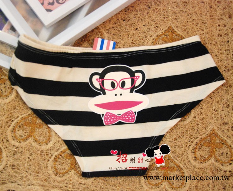 爆款女士純棉內褲 可愛猴子中腰三角女士內褲 舒服透氣pink星期褲工廠,批發,進口,代購