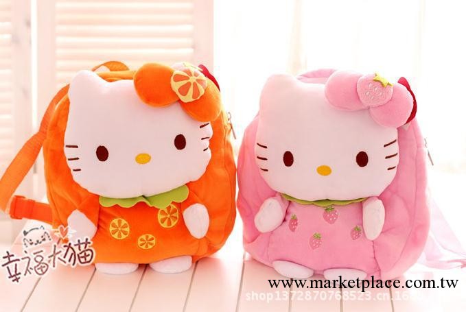 Aoger正版hello kitty水果凱蒂貓毛絨公仔卡通兒童小書包雙肩背包工廠,批發,進口,代購