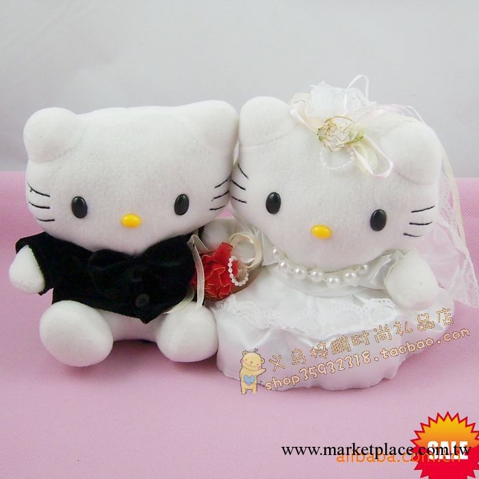 毛絨玩具 情侶禮服婚紗kt貓/hello kitty貓/婚車裝飾/活動禮品工廠,批發,進口,代購