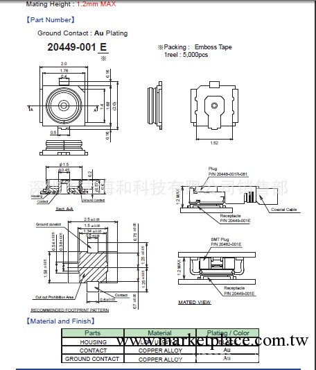 供應I-PEX連接器 20449-001E工廠,批發,進口,代購