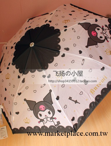 正版授權 HELLO KITTY 貓頭柄 超輕晴雨傘 melody 小惡魔卡通折傘工廠,批發,進口,代購