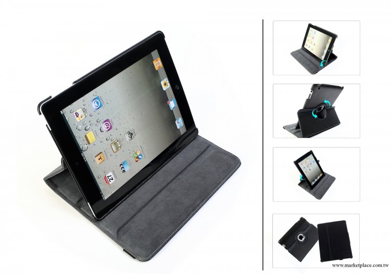 ipad 迷你360度旋轉皮套 荔枝紋支架旋轉皮套 ipad2 3 4旋轉皮套工廠,批發,進口,代購