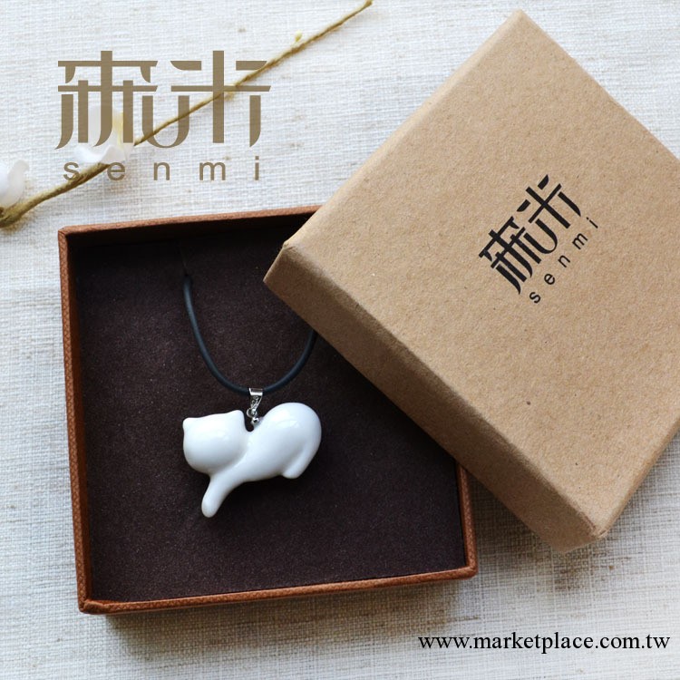 生日禮物 創意手工 原創工藝 陶瓷項鏈小白貓工廠,批發,進口,代購
