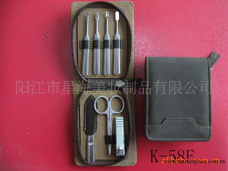 供應K-58F七件套高檔磨砂皮不銹鋼美甲工具套美容套裝工廠,批發,進口,代購