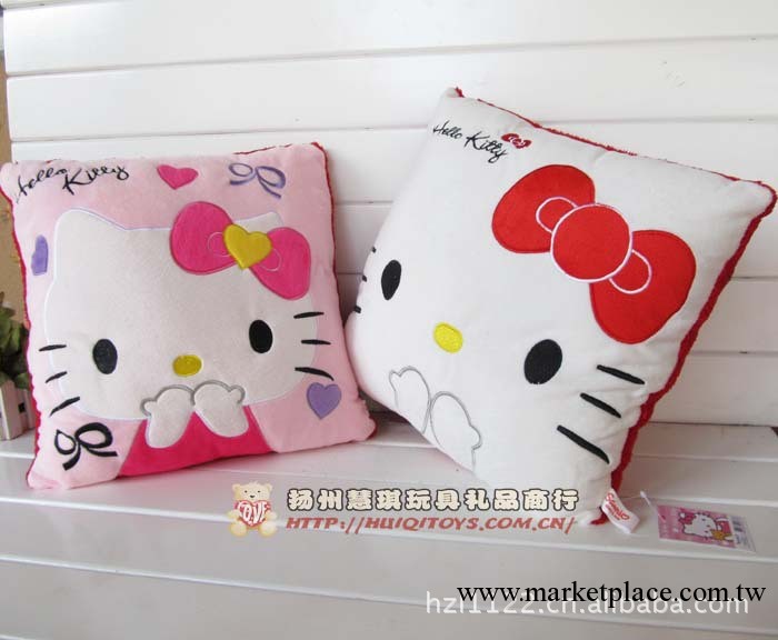 毛絨玩具外貿尾單 正版HELLO KITTY方形靠墊 KT抱枕一件代發工廠,批發,進口,代購