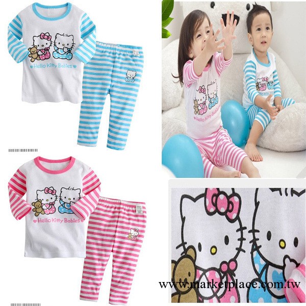 廠傢直銷 新品熱賣 可愛秋款KITTY傢服套裝 2色 【童裝批發】工廠,批發,進口,代購
