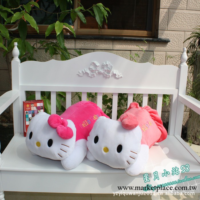 毛絨玩具佈娃娃趴趴Hello Kitty貓KT貓公仔凱蒂貓抱枕靠墊午睡枕工廠,批發,進口,代購