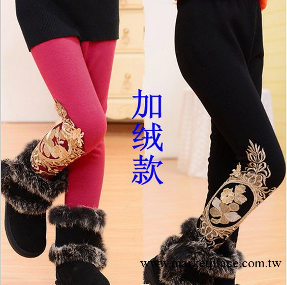 廠傢直銷 冬款童裝童褲批發韓版女童金絲花邊加厚加絨百搭打底褲工廠,批發,進口,代購