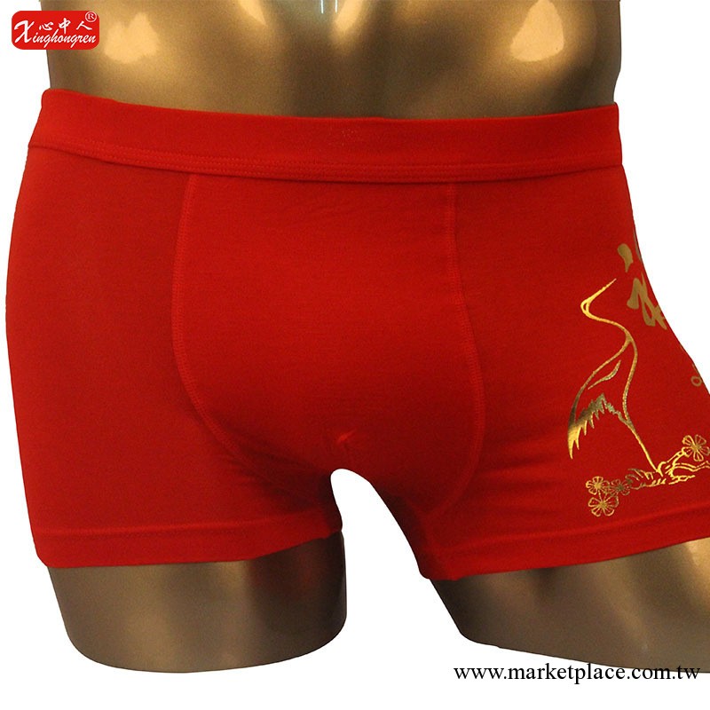 廠傢直銷男式竹纖維內褲 本命年辟邪福印花平腳四角男士內褲8120#工廠,批發,進口,代購
