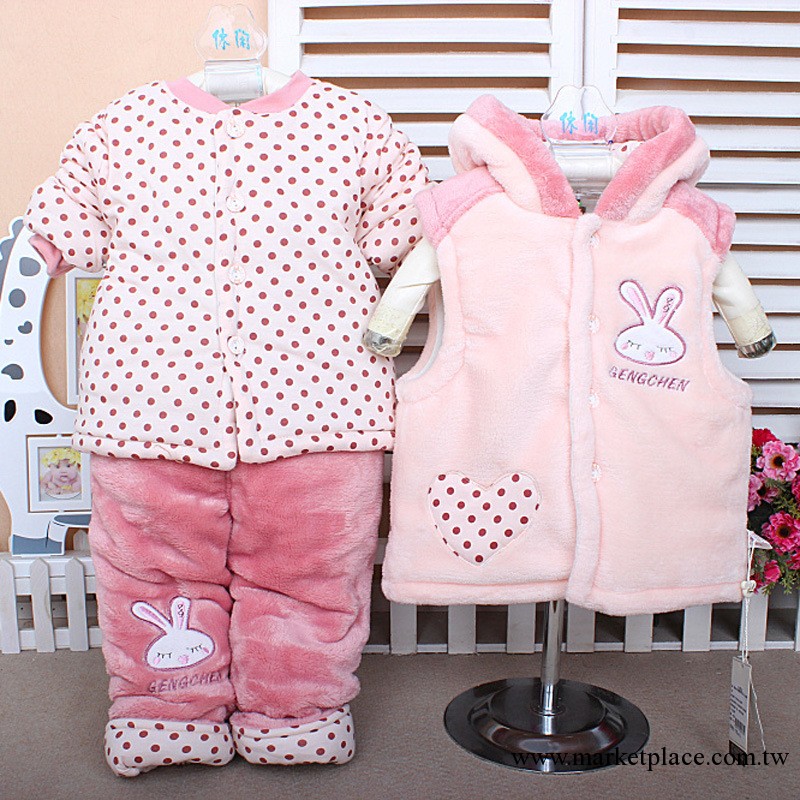 熱銷2013秋冬新款童裝嬰兒服裝批發庚辰小兔帽衫三件套貨號9535工廠,批發,進口,代購