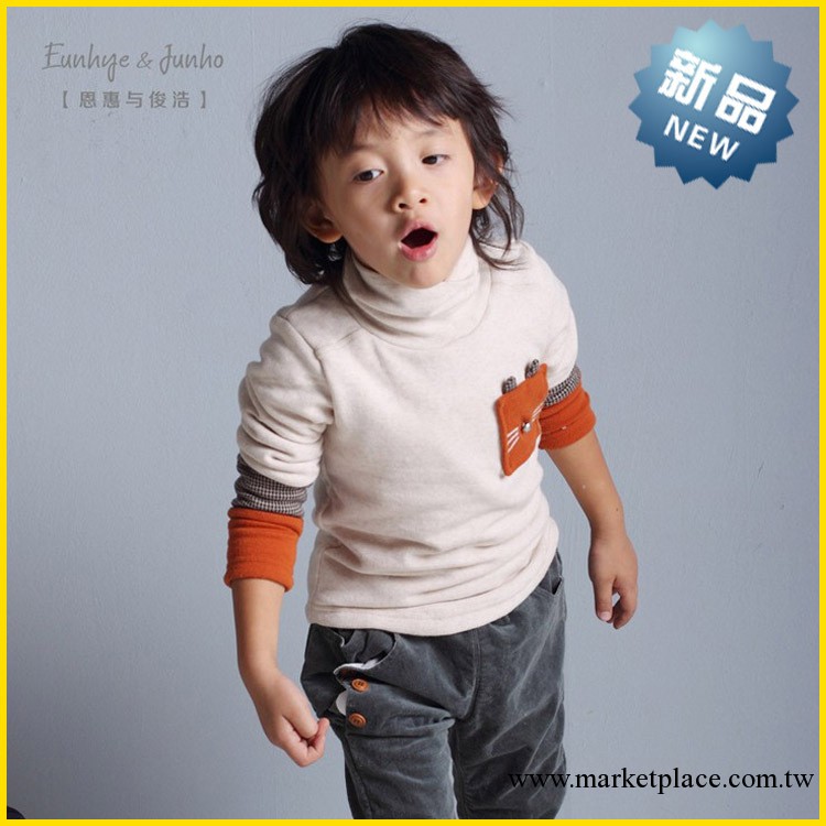 多啦啦童裝 2013新款冬裝長袖t恤 新品套頭 高領韓版潮流服飾工廠,批發,進口,代購