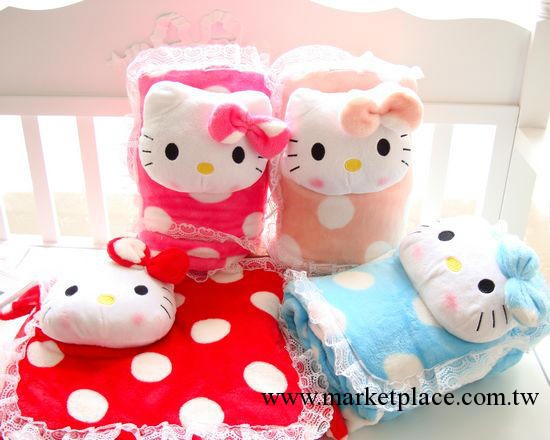 超萌 KT貓hello kitty超柔美蕾絲邊空調毯抱枕車用毯 法蘭絨卷毯工廠,批發,進口,代購
