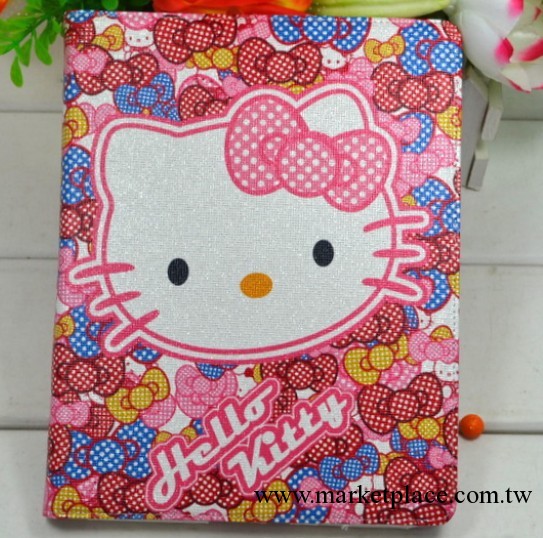 庫存ipad 4/3 ipad2 皮套 hellokitty party 卡通閃粉支架公主套工廠,批發,進口,代購