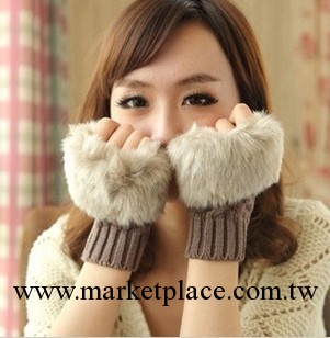 2013韓版百搭格子紋短款冬季保暖毛線針織半指手套工廠,批發,進口,代購