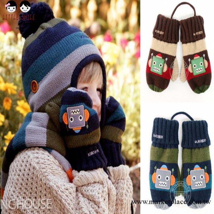 2013秋冬韓版手套 兒童機器人手套 寶寶保暖加絨手套/批發 S151工廠,批發,進口,代購